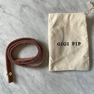 GIGI PIP leather hat band, camel colored